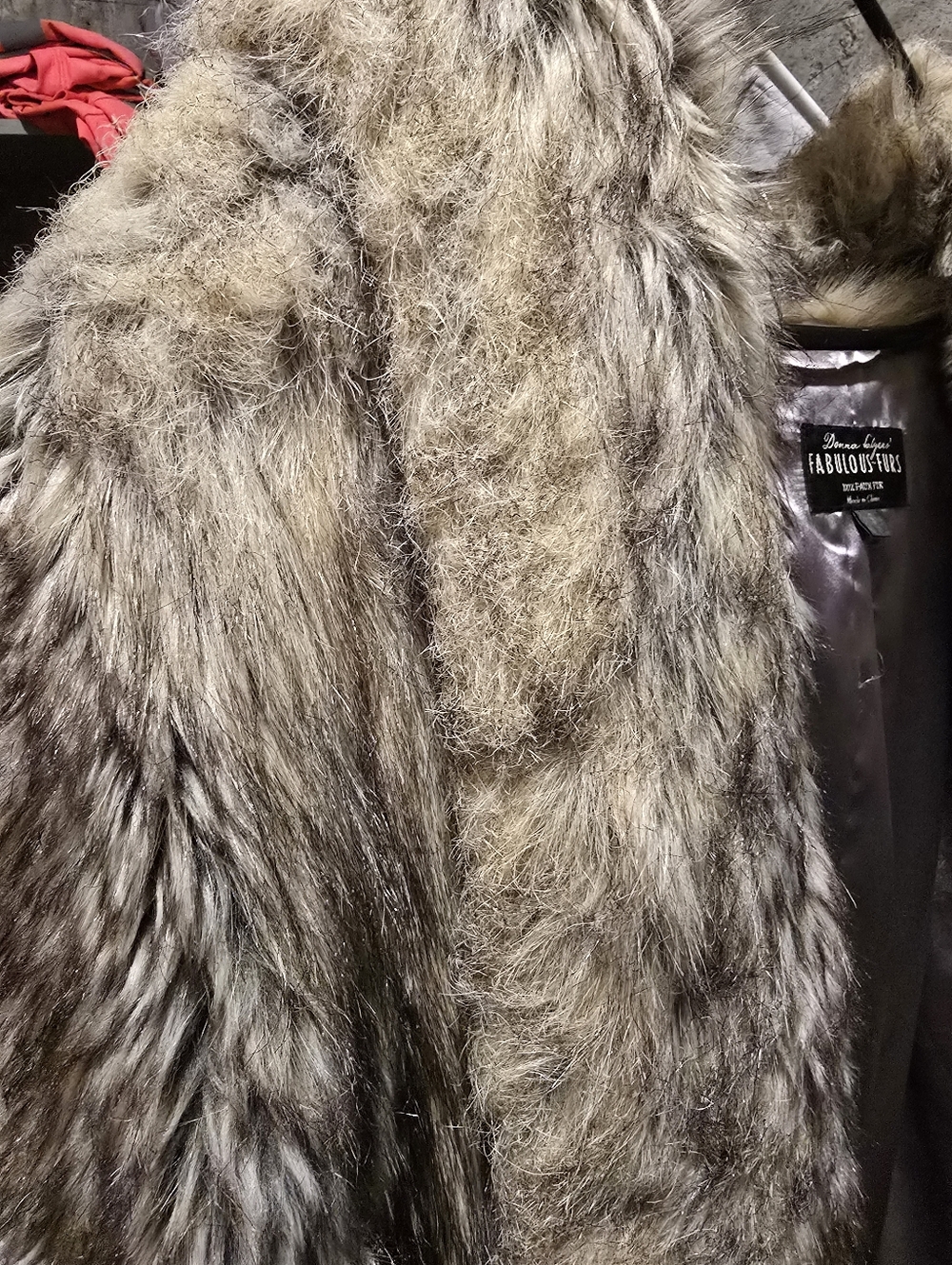 Donna Salyers Fabulous Furs Faux Fur Coat Gray S - Picture 6 of 7